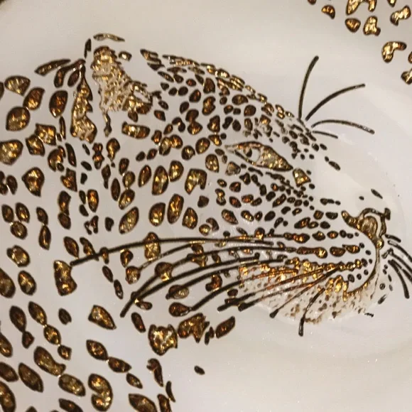 Arda Turkish Handpainted Huge Leopard Plate/Decor